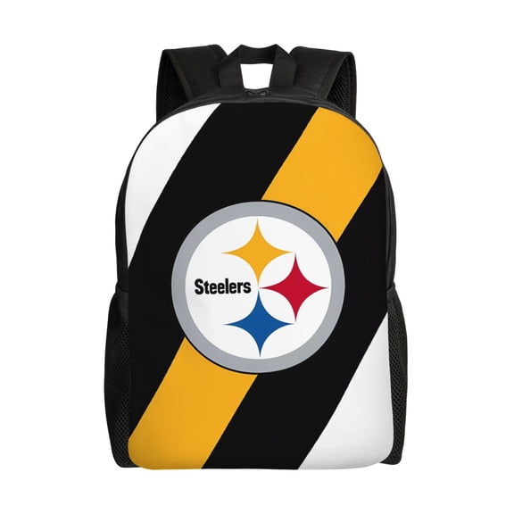 Pittsburgh Backpack Lightweight Bookbag Durable Casual Travel Daypack Waterproof Laptop Bag With Side Pockets Ball Team Logo Print Gifts For Sports Game Fans