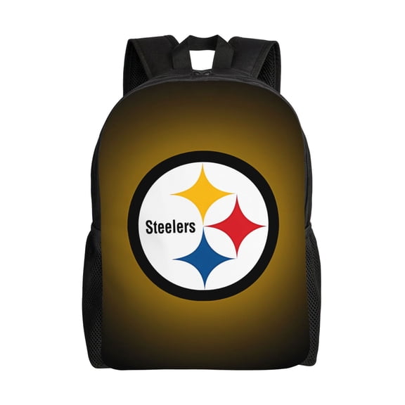 Pittsburgh Backpack Lightweight Bookbag Durable Casual Travel Daypack Waterproof Laptop Bag With Side Pockets Ball Team Logo Print Gifts For Sports Game Fans
