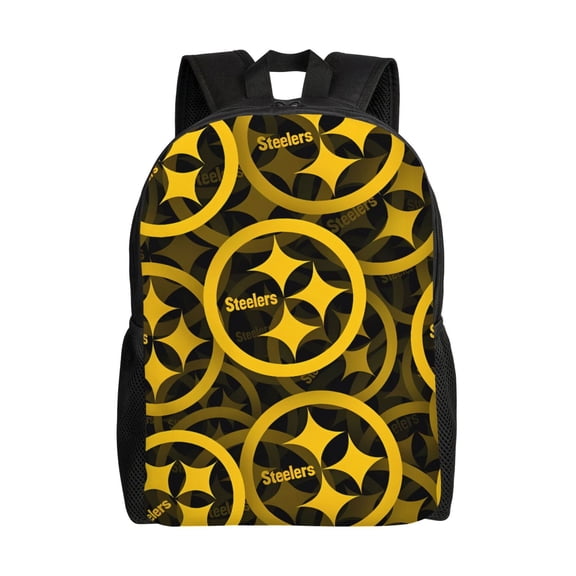 Pittsburgh Backpack Lightweight Bookbag Durable Casual Travel Daypack Waterproof Laptop Bag With Side Pockets Ball Team Logo Print Gifts For Sports Game Fans