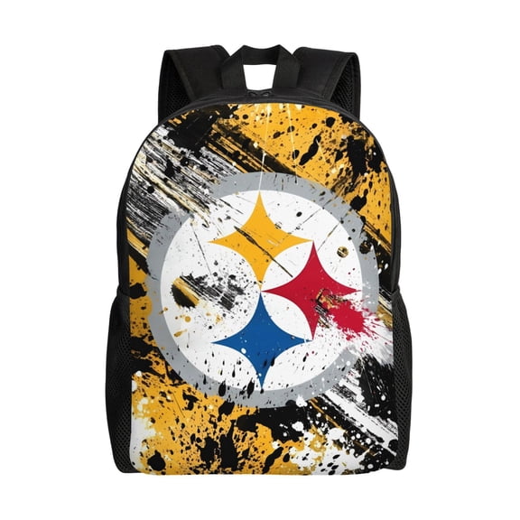 Pittsburgh Backpack Lightweight Bookbag Durable Casual Travel Daypack Waterproof Laptop Bag With Side Pockets Ball Team Logo Print Gifts For Sports Game Fans