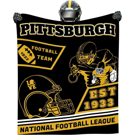 Pittsburgh Blanket Gifts Lightweight Flannel Throw Blanket Soft Warm Blanket Football Fans Gifts for Men Women Kids 50x60 Inch