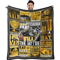 Pittsburgh Blanket Throws Football Style Blanket Comfortable Sports Blankets Flannel for Gifts Bed Sofa Couch Living Room 62" x52"