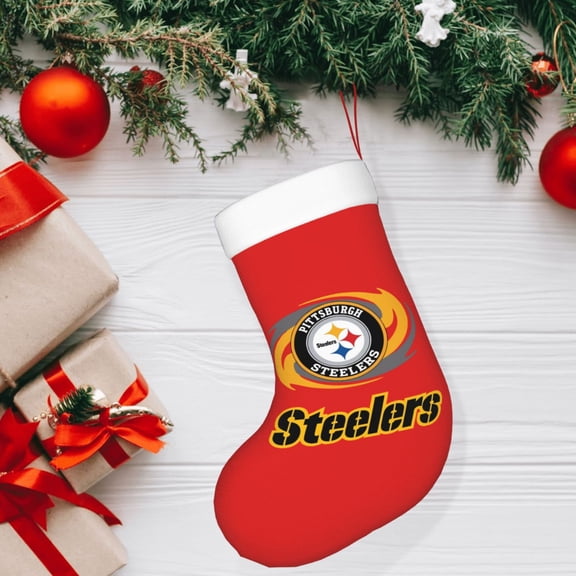Pittsburgh Christmas decorative stockings, American football team personalized Christmas stockings, suitable for fireplace Christmas decorations, holiday party decorations, party gift stockings