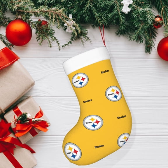 Pittsburgh Christmas decorative stockings, American football team personalized Christmas stockings, suitable for fireplace Christmas decorations, holiday party decorations, party gift stockings