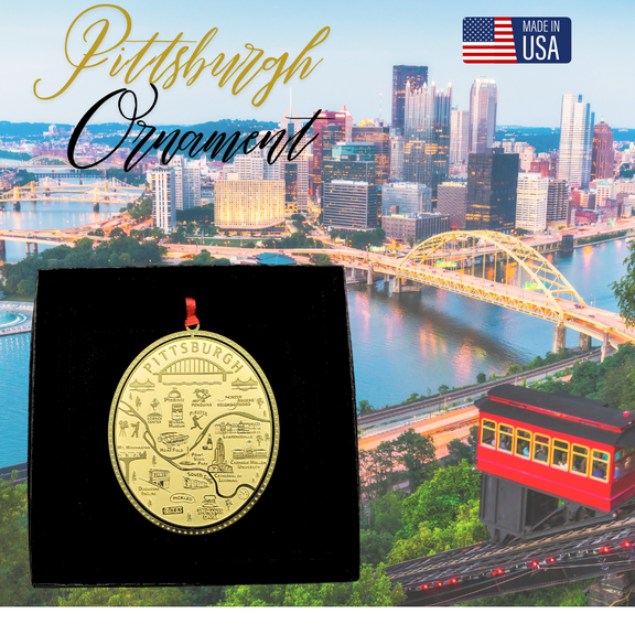 Pittsburgh City Landmarks Brass Ornament Made in the USA