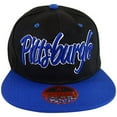 thumbnail image 1 of Pittsburgh Cursive Script Men's Adjustable Snapback Baseball Caps (Black/Royal), 1 of 3