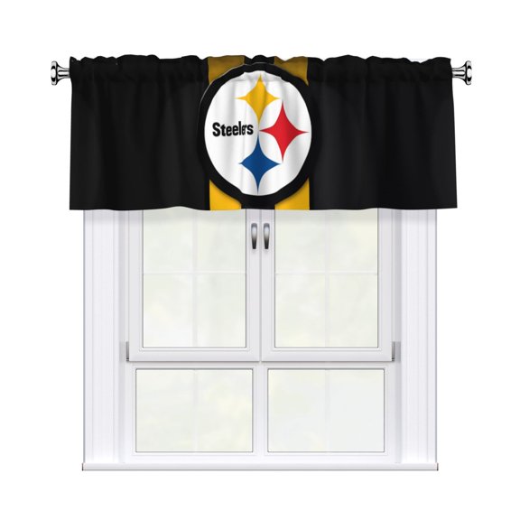 Pittsburgh Custom Valance Blackout Curtains 54x18 Inches, Easy To Install, Rod Design Suitable For Decorative Curtains In Kitchen, Bedroom, Living Room, Home Decor Gift For Football Fans
