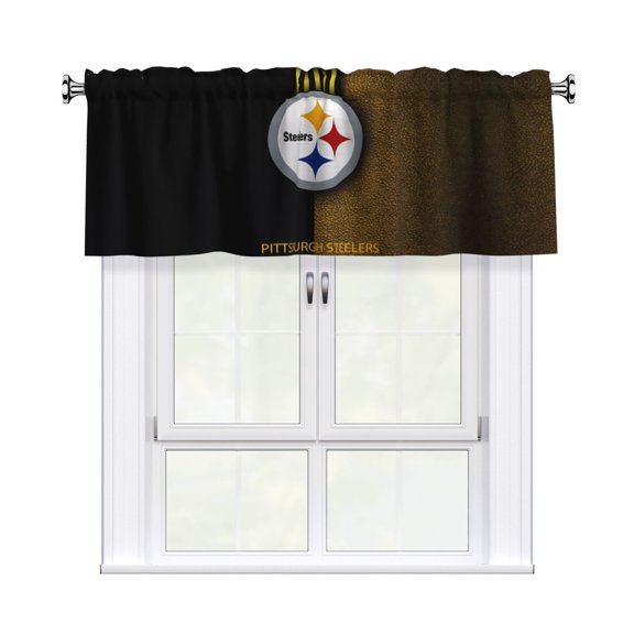 Pittsburgh Custom Valance Blackout Curtains 54x18 Inches, Easy To Install, Rod Design Suitable For Decorative Curtains In Kitchen, Bedroom, Living Room, Home Decor Gift For Football Fans