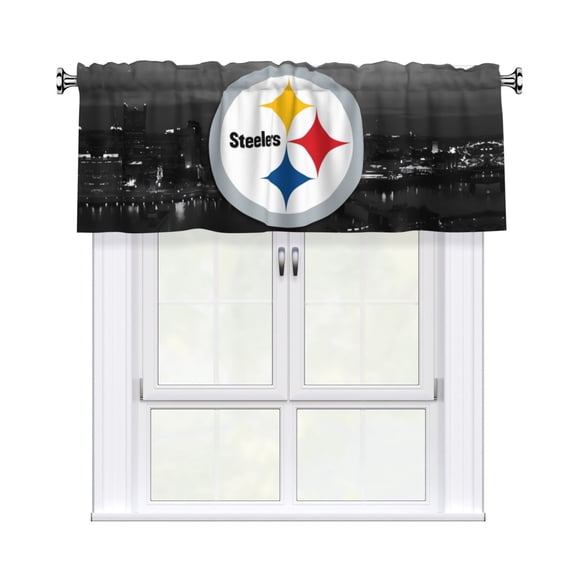 Pittsburgh Custom Valance Blackout Curtains 54x18 Inches, Easy To Install, Rod Design Suitable For Decorative Curtains In Kitchen, Bedroom, Living Room, Home Decor Gift For Football Fans