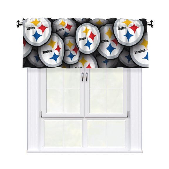 Pittsburgh Custom Valance Blackout Curtains 54x18 Inches, Easy To Install, Rod Design Suitable For Decorative Curtains In Kitchen, Bedroom, Living Room, Home Decor Gift For Football Fans