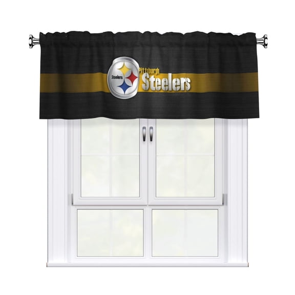 Pittsburgh Custom Valance Blackout Curtains 54x18 Inches, Easy To Install, Rod Design Suitable For Decorative Curtains In Kitchen, Bedroom, Living Room, Home Decor Gift For Football Fans
