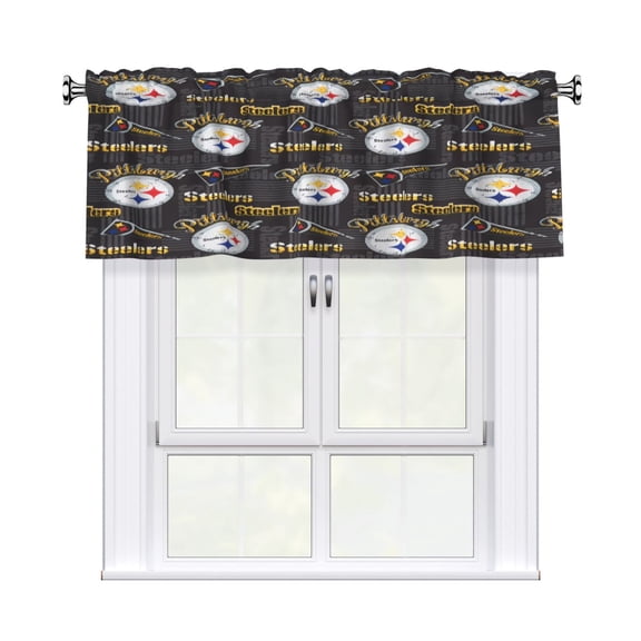 Pittsburgh Custom Valance Blackout Curtains 54x18 Inches, Easy To Install, Rod Design Suitable For Decorative Curtains In Kitchen, Bedroom, Living Room, Home Decor Gift For Football Fans