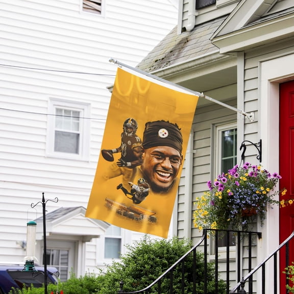 Pittsburgh Custom Vertical Double Sided Flag 3x5FT, American Football Team Fans Support Victory Flag for Indoor and Outdoor Garden Wall Decoration