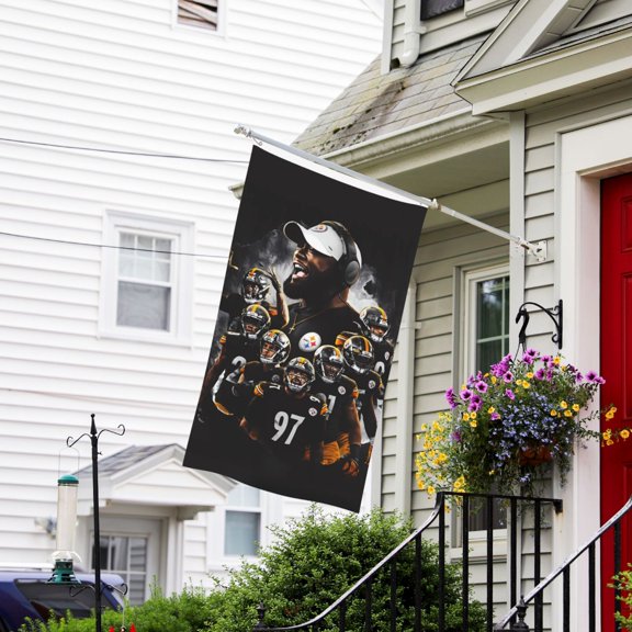 Pittsburgh Custom Vertical Double Sided Flag 3x5FT, American Football Team Fans Support Victory Flag for Indoor and Outdoor Garden Wall Decoration