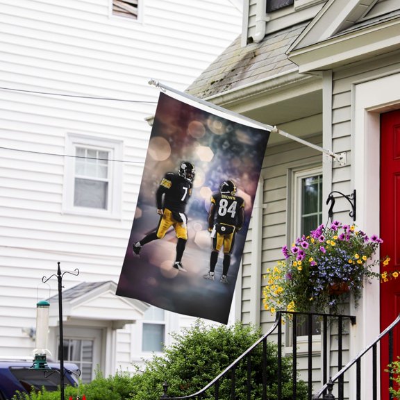 Pittsburgh Custom Vertical Double Sided Flag 3x5FT, American Football Team Fans Support Victory Flag for Indoor and Outdoor Garden Wall Decoration