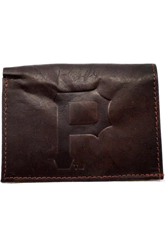 Pittsburgh Distressed Look Pirates - Embossed Logo Dark Brown Leather Trifold Wallet