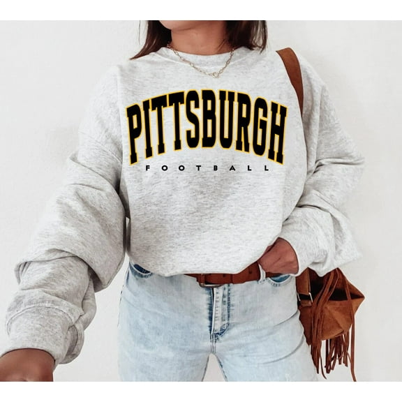 Pittsburgh Football Sweatshirt, Pittsburgh Football Shirt, Retro Pittsburgh Football Shirt,Ash Gray Color,Size XL