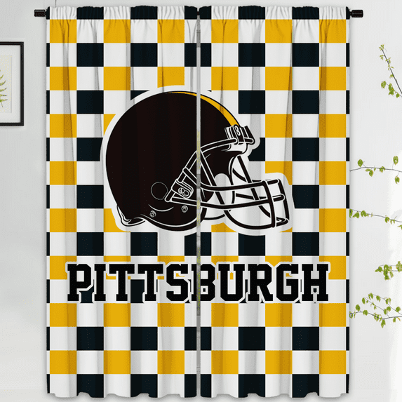 Pittsburgh Football Team Blackout Curtain Panels, 72x84 Inch Room Darkening Curtains, 2 Panels for Bedroom Living Room Window Treatment