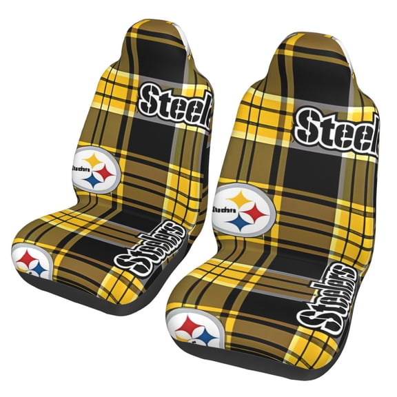 Pittsburgh Football Team Print Car Seat Covers Set of 2 , Universal Auto Front Seats Protector Fan Gift, Suitable for Car,automobiles, SUV, Trucks, vans, etc.