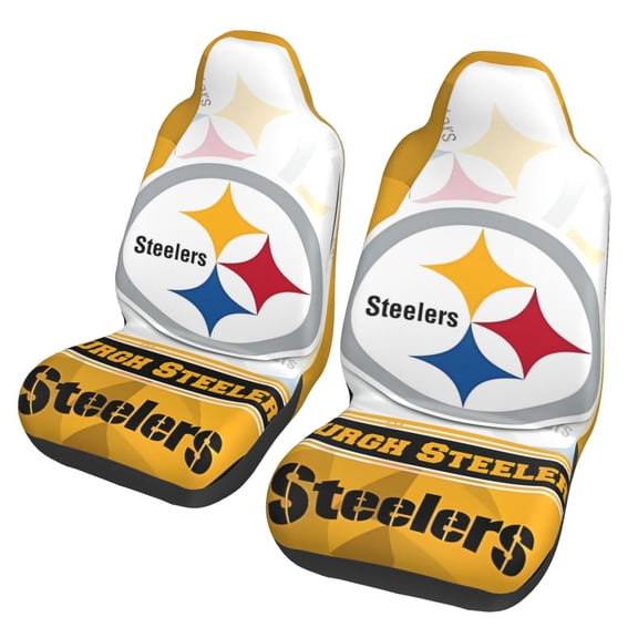 Pittsburgh Football Team Print Car Seat Covers Set of 2 , Universal Auto Front Seats Protector Fan Gift, Suitable for Car,automobiles, SUV, Trucks, vans, etc.