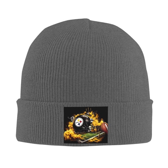 Pittsburgh Football Team Print Knitted Hat Soft Stretch Winter Cuff Beanie City Classic Hat for Men Women Game Fans Gifts