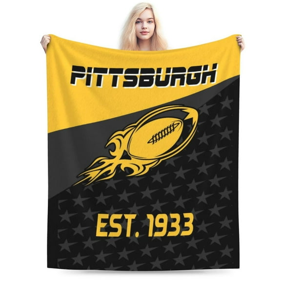 Pittsburgh Football Throw Blanket, Soft Lightweight Plush Warm Blankets For Men And Women, Sports Fan Gifts Bed Tapestry For Sofa, Travel 40"X30"