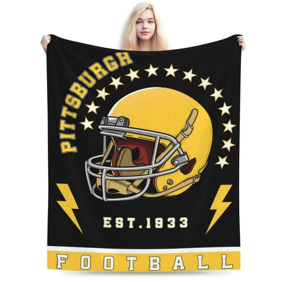 Pittsburgh Football Throw Blanket, Soft Lightweight Plush Warm Blankets For Men And Women, Sports Fan Gifts Bed Tapestry For Sofa, Travel 50"X40"