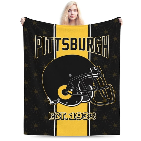 Pittsburgh Football Throw Blanket, Soft Lightweight Plush Warm Blankets For Men Women, Sports Fan Gifts Bed Tapestry for Sofa, Travel, Bed 40"X30"
