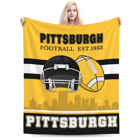 Pittsburgh Football Throw Blanket, Soft Lightweight Plush Warm Blankets For Men Women, Sports Fan Gifts Bed Tapestry for Sofa, Travel, Bed 60"X50"