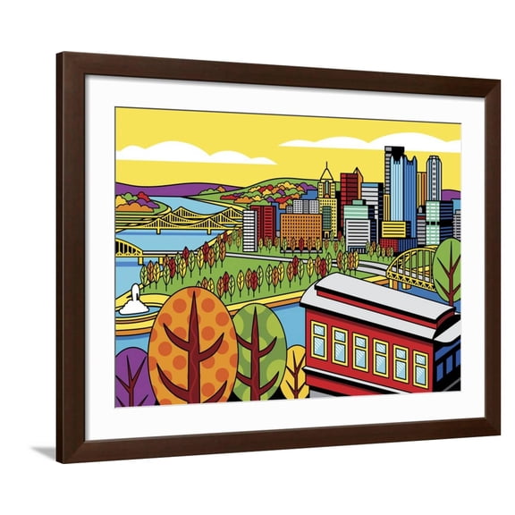 Pittsburgh Incline Autumn Pop Framed Giclee Print by Ron Magnes, 32" x 24", Sold by Art.com