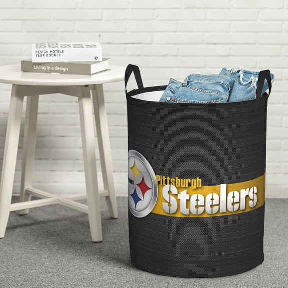 Pittsburgh Large Foldable Round Laundry Basket Football Team Theme Storage Basket Suitable for Storage Box T_oy Storage Box Gift Basket Bedroom Clothes Ch_il_dren Kinder_garten T_oy Basket
