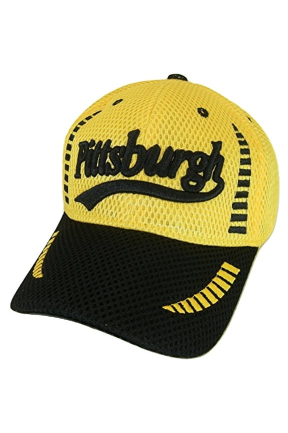 Pittsburgh Men's Summer Mesh Adjustable Baseball Cap (Gold/Black)