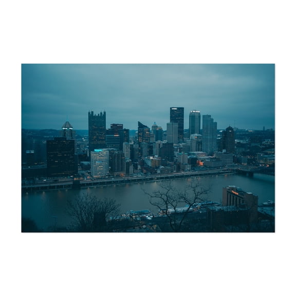 Pittsburgh from Mt. Washington 01 - Pittsburgh Pennsylvania Photography Skyline City Architecture Night Sky Travel Poster Unframed Wall Art Print 4 x 6 inches