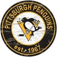 thumbnail image 1 of Pittsburgh Penguins 24'' x 24'' Distressed Round Sign, 1 of 1