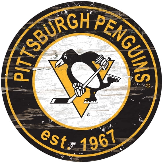 Pittsburgh Penguins 24'' x 24'' Distressed Round Sign