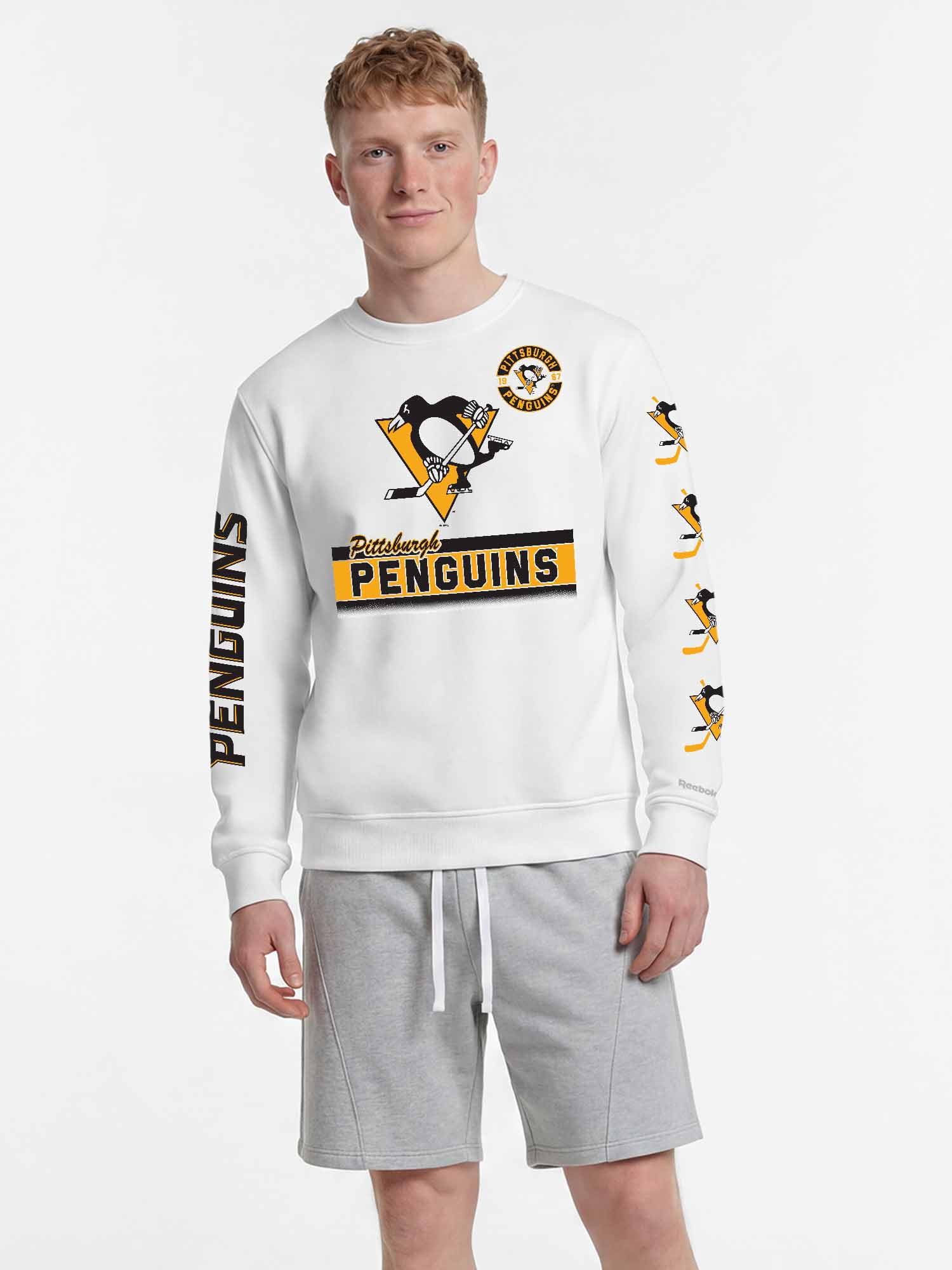 Pittsburgh Penguins Reebok Mens White Crew Sweatshirt