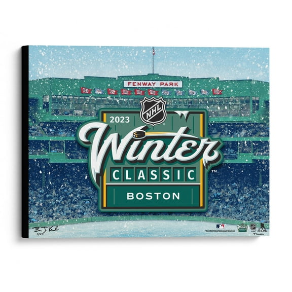 Pittsburgh Penguins vs. Boston Bruins 2023 NHL Winter Classic Stretched 20" x 24" Canvas Giclee Print - Designed and Signed by Artist Brian Konnick - Limited Edition of 23 - Fanatics Authentic