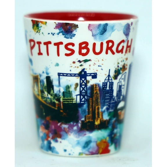 Pittsburgh Pennsylvania Ceramic Light Water Color Shot Glass