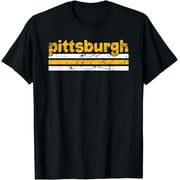 ANYAGE Pittsburgh Pennsylvania Three Stripe Vintage Weathered T-Shirt