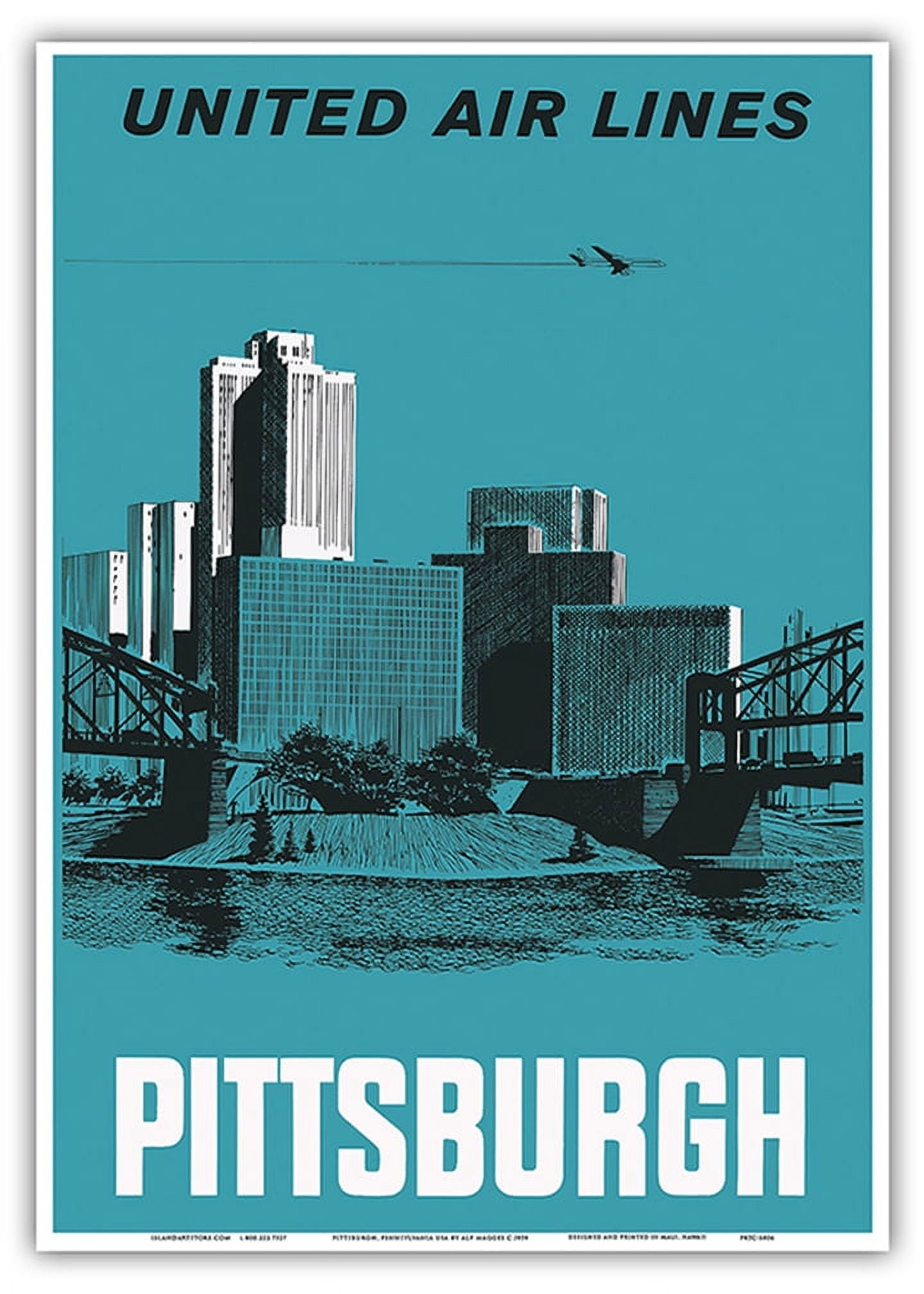 Pittsburgh Pennsylvania USA United Air Lines Allegheny and Monongahela Rivers Vintage