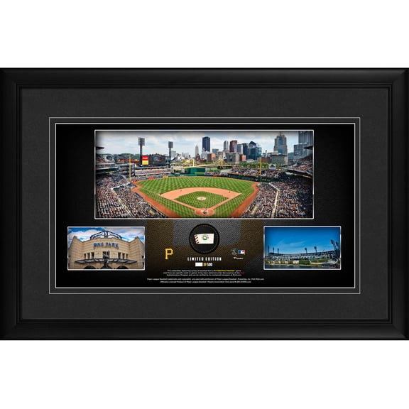 Pittsburgh Pirates Framed 10" x 18" Stadium Panoramic Collage with a Piece of Game-Used Baseball - Limited Edition of 500 - Fanatics Authentic Certified
