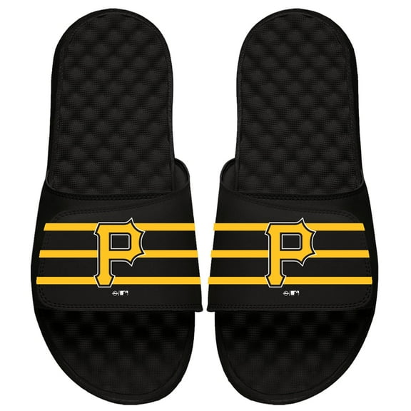 Pittsburgh Pirates ISlide Youth MLB Stripe Slide Sandals - Black
