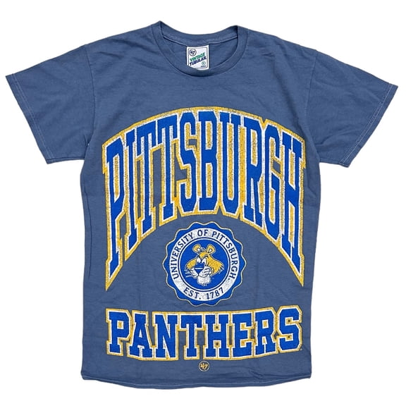 Pittsburgh Pitt Panthers by 47 Brand Men's Vintage Tubular Distressed Tee T-Shirt (XX-Large, Steel)
