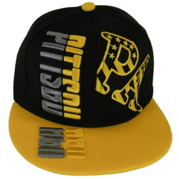 Pittsburgh Raised Text Adjustable Snapback Baseball Cap (Black/Gold)