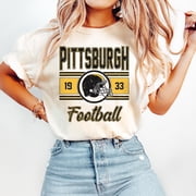 Pittsburgh Retro T-shirt, Vintage Pittsburgh Football Shirt,Sand Color,Size M