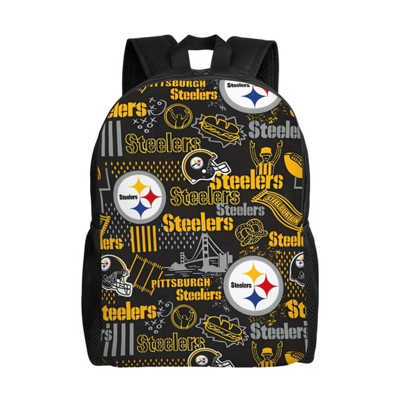 Pittsburgh S Backpack Lightweight Bookbag Durable Casual Travel Daypack Waterproof Laptop Bag With Side Pockets Ball Team Logo Print Gifts For Sports Game Fans