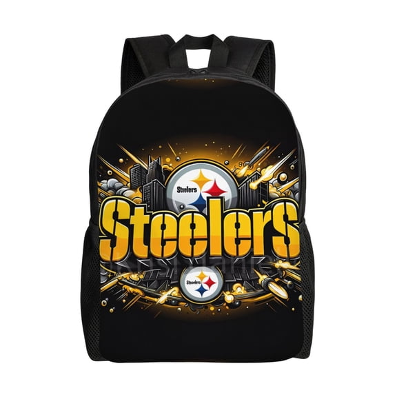 Pittsburgh S Backpack Lightweight Bookbag Durable Casual Travel Daypack Waterproof Laptop Bag With Side Pockets Ball Team Logo Print Gifts For Sports Game Fans