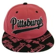 thumbnail image 1 of Pittsburgh Script Print on Bill Adjustable Snapback Baseball Cap (Hot Pink/Black), 1 of 2