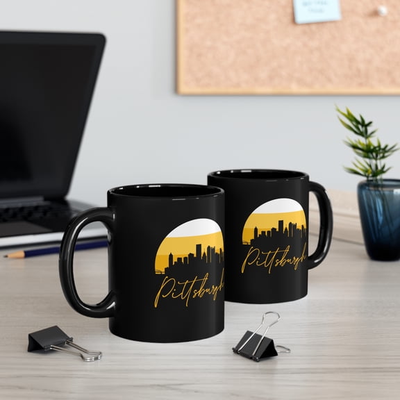 Pittsburgh Skyline Coffee Mug - 11oz Black Ceramic Mug