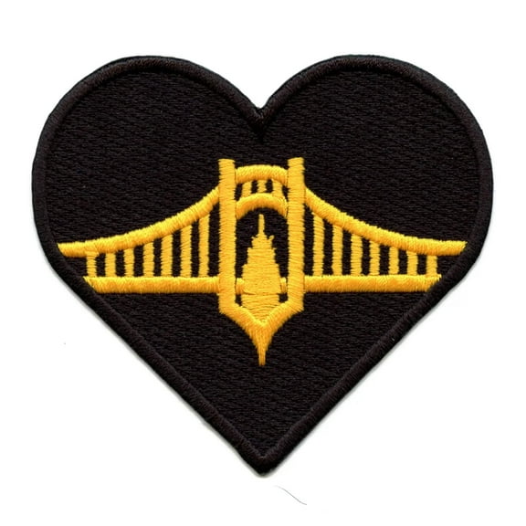 Pittsburgh Steel Bridge Heart Patch Athletic Football Love Embroidered Iron On